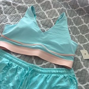 Fabletics All Day Every Day Bra and Luxe Terry Sweatshort Set